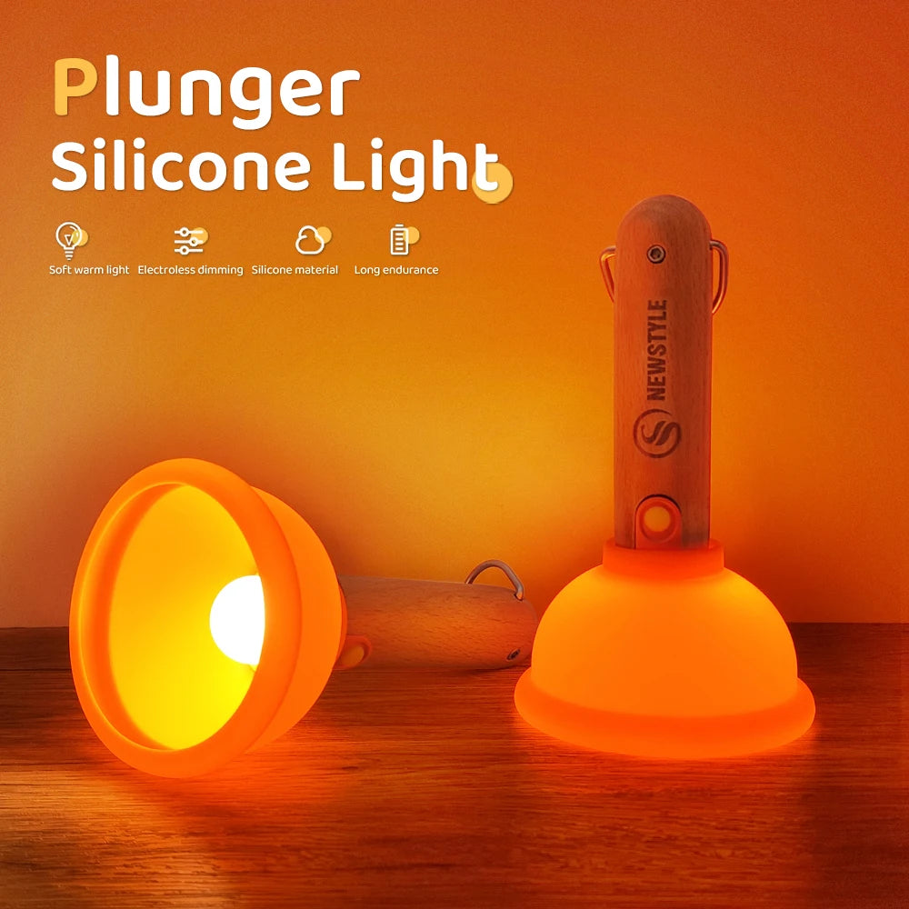 Plunger Night Light for Kids Stepless Dimming Nursery Sleeping Lamp Portable Rechargeable Table Lamp for Desk Decorations