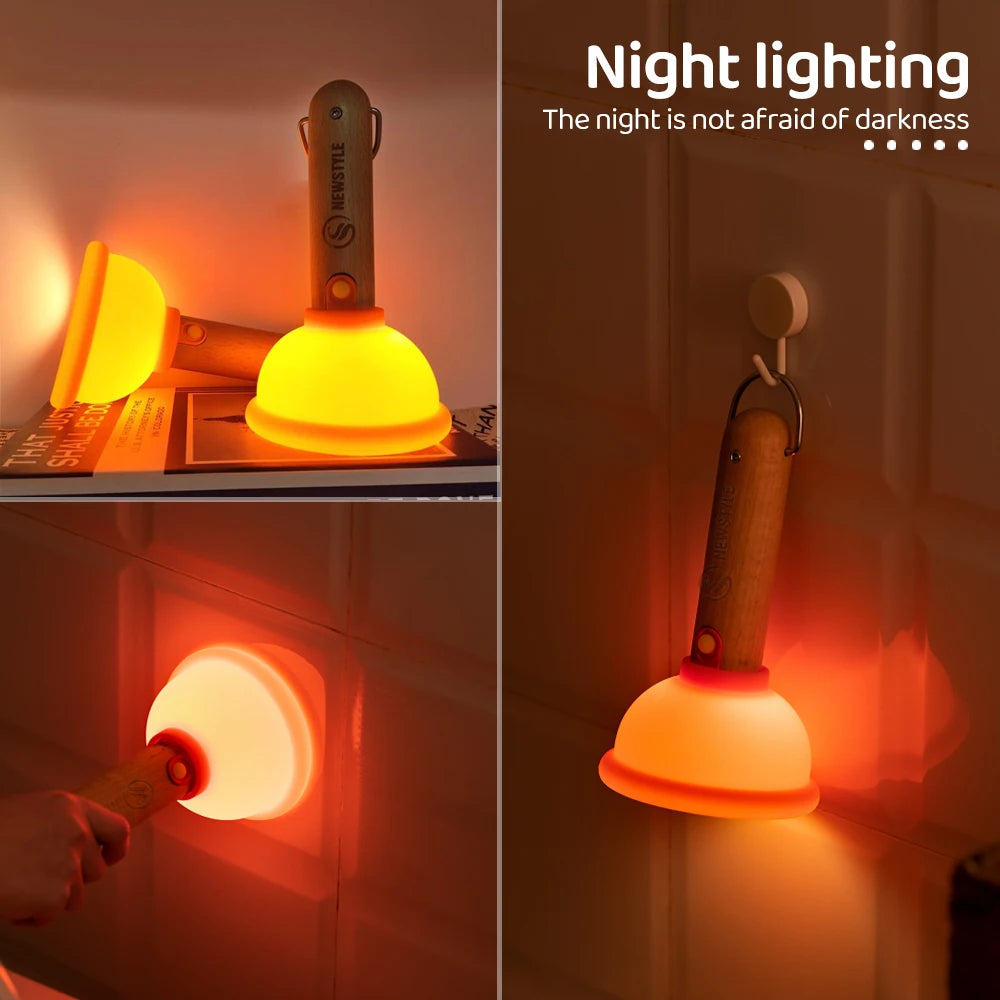 Plunger Night Light for Kids Stepless Dimming Nursery Sleeping Lamp Portable Rechargeable Table Lamp for Desk Decorations