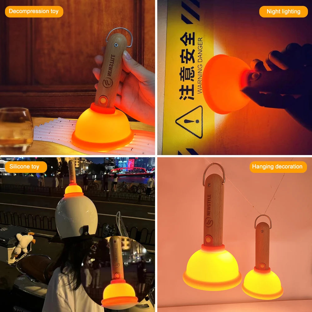 Plunger Night Light for Kids Stepless Dimming Nursery Sleeping Lamp Portable Rechargeable Table Lamp for Desk Decorations